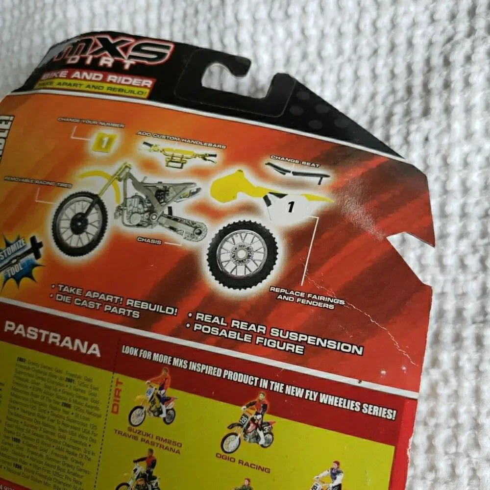 New Road Champs XS Travis Pastrana Suzuki RM250 Dirt Bike Action Figure #199